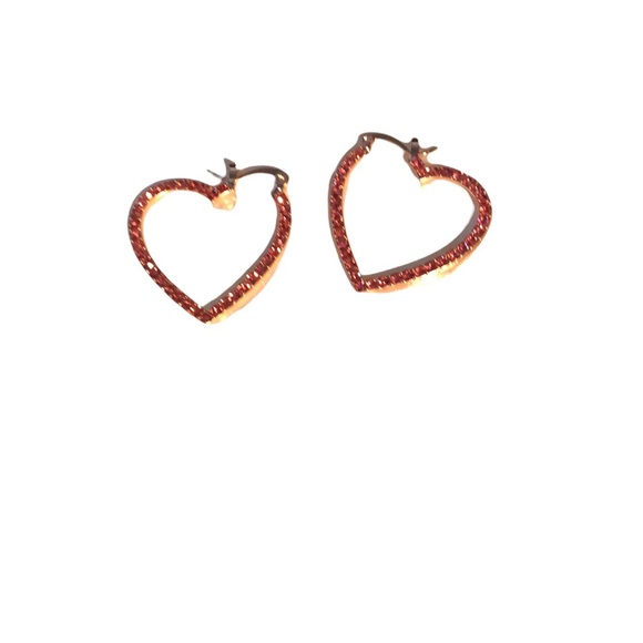 NWT Pink Crystal Heart Pierced Earrings in 18k yellow gold. - Picture 9 of 9